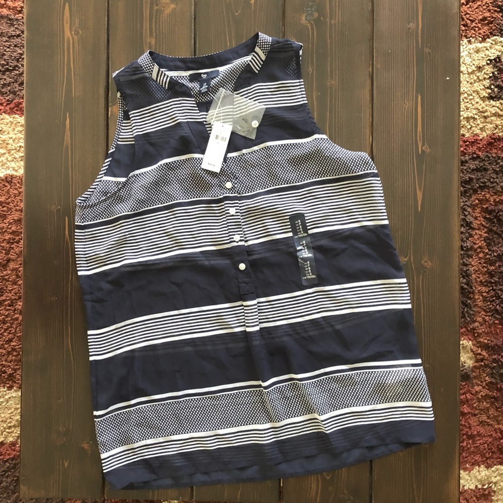 Gap Sheer Navy Stripe and Dot Shirt